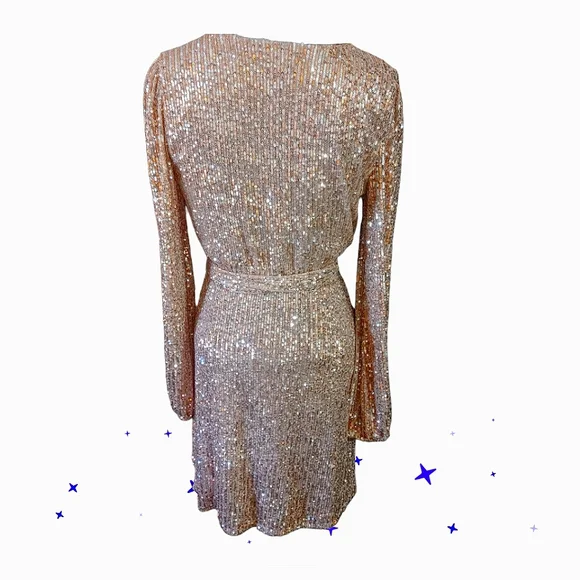 Gold sequin long sleeve dress, size S, Emerald Sunday - Picture 3 of 3